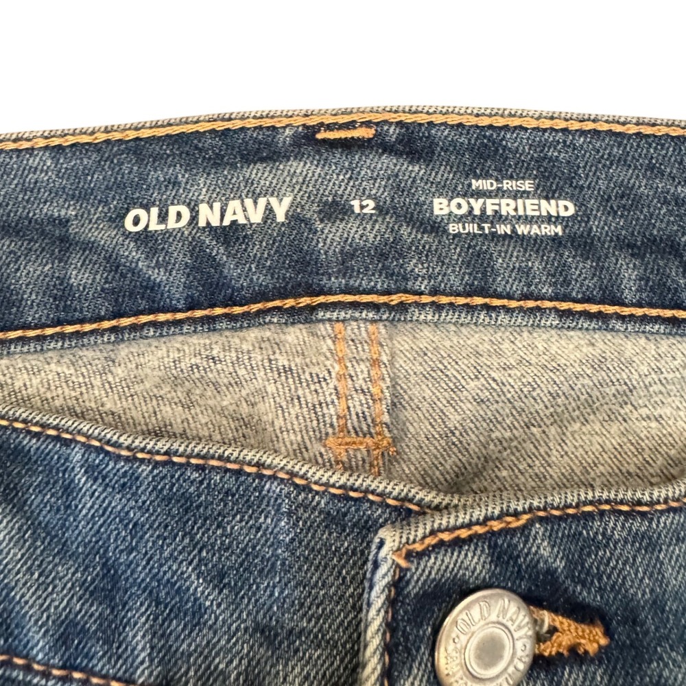 Old Navy Mid-Rise Boyfriend Built-In Warm Jeans Medium Wash 758164-00-1 12 - Picture 3 of 6